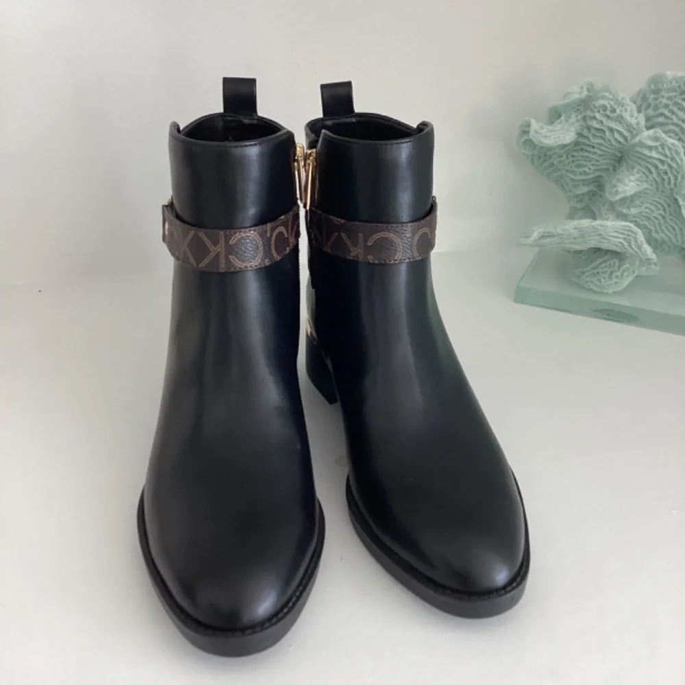 REDUCED CALVIN KLEIN DHARA POINTY TOE BLOCK HEEL ANKLE BOOTS NEW VARIOUS SIZES
